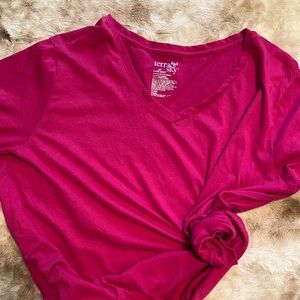 Terra & Sky V Neck T-shirt - Fuschia
